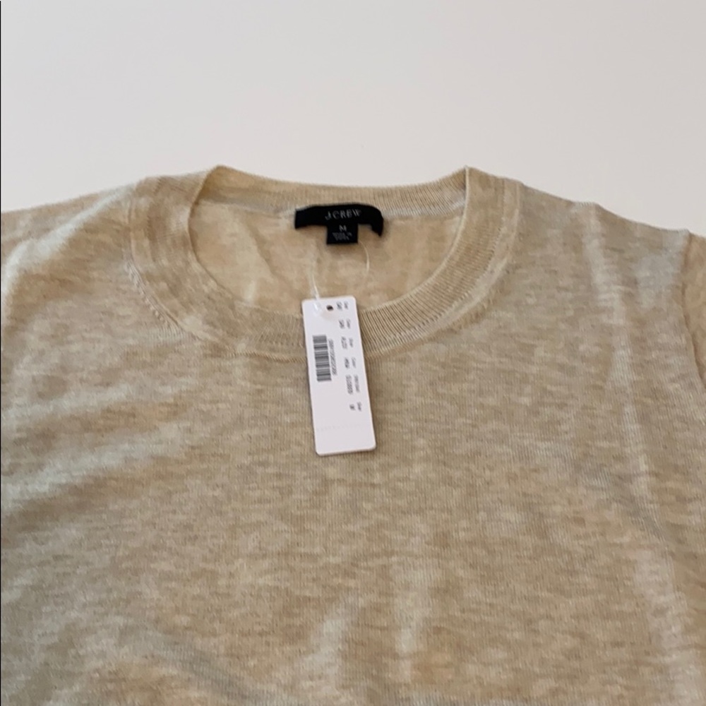 J. Crew beige silk blend Crewneck short sleeved Sweater